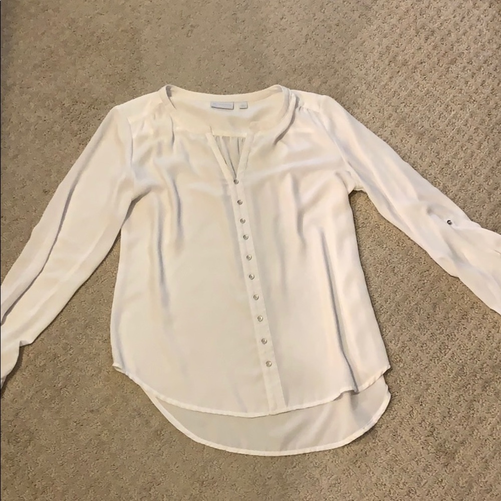 New York & Co White Long Sleeve Shirt